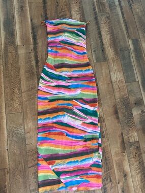 ASOS Multicolor Striped Maxi Dress - Pink, Orange, Green, Blue